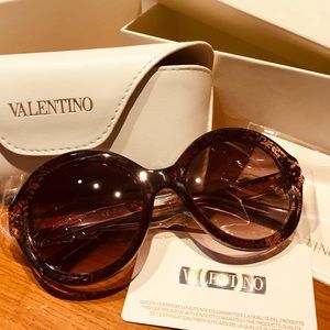 NWT Valentino Round Translucent Light Red Sunglasses